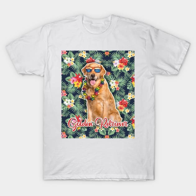 Golden Retriever Summer Funky Hawaiian T-Shirt by Hoahip